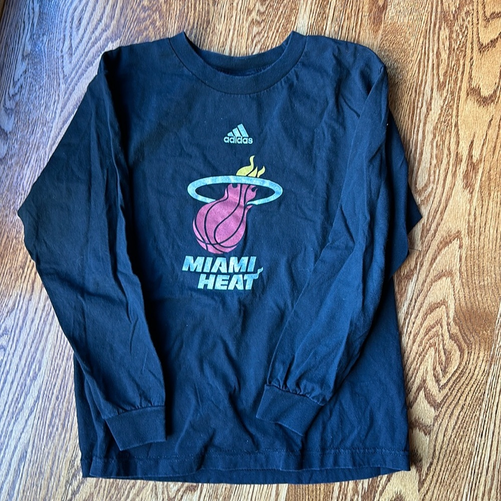 Kids Adidas Black Miami Heat Long Sleeve Shirt